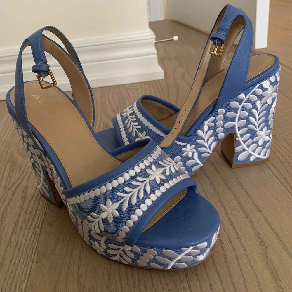 Aldo platform embroidered sandals